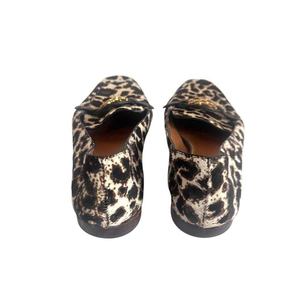 Tory Burch Shoes Womens 9M Metal Miller Brown Leopard Calf Hair Flats Loafer - Picture 4 of 9